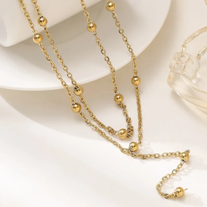 Collar de borlas geométricas para mujer con cadena de cable de acero de titanio electrochapado - Product Image 3