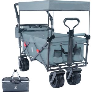 Carrello Pieghevole da 140L con Freno per Ogni Terreno e Tettuccio Rimovibile per Campeggio - Product Image 1