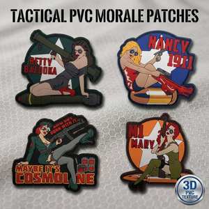 Patch en caoutchouc PVC gaufré en gros, badge logo personnalisé en silicone pour vêtements, casquettes, sacs, uniformes, équipement tactique, accessoires souples - Product Image 1