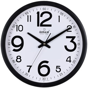 SONAM Round Quartz Wall <b>Clock</b> Analog White Dial <b>Black</b> Numbers Plastic Frame Minimalist Design Made In India Model 3497 - Product Image 4
