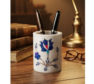 Portalápices de mármol de diseño único con patrón perforado, organizador de escritorio multifuncional, artesanía decorativa a bajo precio. - Product Image 4