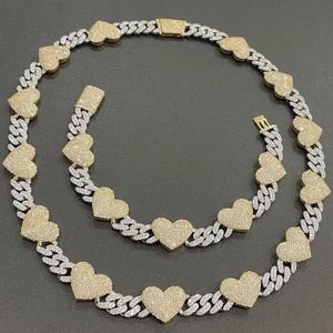 Cadena Cubana Chapada en Oro con Moissanita en Plata de Ley 925, Accesorio de Joyería de Moda Hip Hop - Product Image 2