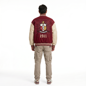 Blouson universitaire personnalisable en laine et cuir pour homme, coupe oversize, style streetwear, veste Letterman, vêtements de fraternité grecque, vente en gros OEM - Product Image 2