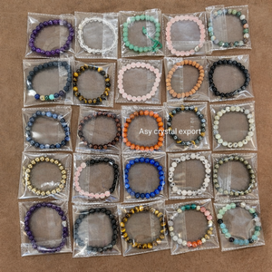 สร้อยข้อมือลูกปัดพลอยธรรมชาติคุณภาพดีที่สุด ขนาด 8 มม. สร้อยข้อมือคริสตัลยืดได้ สำหรับผู้ชาย ผู้หญิง เครื่องประดับหินบำบัด ขายส่ง - Product Image 2