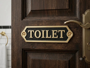 Plaque murale rectangulaire en laiton gravée, signalétique de porte de toilettes, nom d'entreprise personnalisé, enseigne métallique vintage à suspendre pour maison et hôtel - Product Image 3
