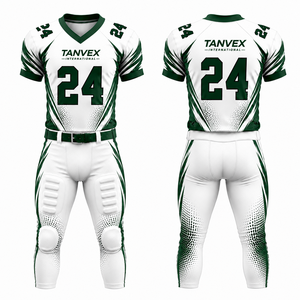 Ensemble d'uniformes de football américain TANVEX International pour hommes, col en V, manches courtes, imprimé par transfert thermique, écologique, 100 % polyester - Product Image 6