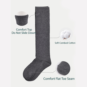 Calcetines grises de punto hasta la rodilla para niñas, con puño acanalado, unisex, para uniforme escolar, para niños - Product Image 5
