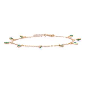 18K <b>Gold</b> Marquise Emerald Fine Charm Bracelet - Product Image 4