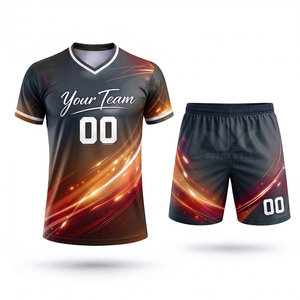 Conjunto de Camiseta de Fútbol Azul y Morado Personalizada, Sublimada, Cuello en V, Manga Corta, Poliéster que Absorbe la Humedad, Uniforme Deportivo Unisex para Adultos - Product Image 5