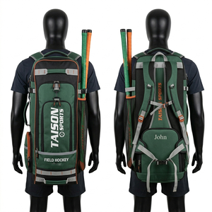 Bolsa Deportiva de Hockey sobre Césped para Hombre, Premium, de Poliéster 600D, 320 GSM, Diseño de Paneles en Gris, Azul Marino y Verde, con Logotipo Personalizado Bordado e Impreso - Product Image 4