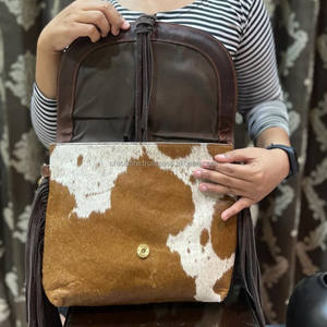 New Arrival Western Real Handmade Hair on Fur Tooled Leather Fringe Sling Bag Stylish Women Concealed Carry Casual Crossbody Bag - Product Image 4