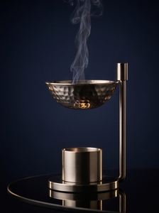 Metal Incense Burner Silver <b>Hammered</b> Dual Tier Arch Stand Censer Cone Ash Catcher <b>Holder</b> Wholesale - Product Image 2