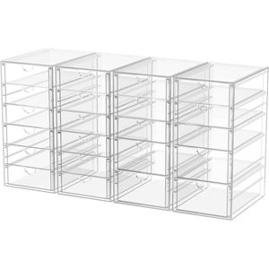 Organizzatori da Scrivania con 22 Cassetti e Accessori, Set da 4 Contenitori in Plastica per Trucchi e Oggetti Vari per Ufficio - Product Image 1