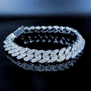 Luxury Iced Out 925 Sterling <b>Silver</b> Moissanite Cuban Link Hip Hop Miami Chain Bracelet <b>for</b> <b>Men</b> - Product Image 4