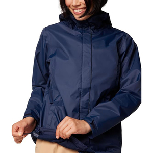 Windbreaker Plus Size Navy High Collar Waterproof Breathable Outdoor Zip Up Shell Hooded Layering <b>Jacket</b> - Product Image 2