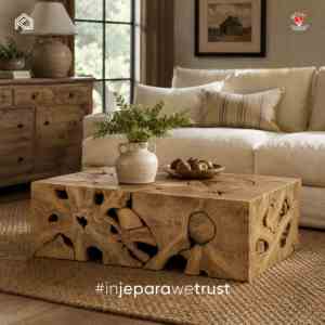Kaza <b>Rustic</b> Style Solid Teak Root Handcrafted Antique Durable <b>Coffee</b> <b>Table</b> Wooden Living Room Furniture Modern Home - Product Image 1