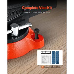 Morsa da banco multiuso con apertura ganasce da 5,5 pollici, base girevole a 360 gradi con blocco, profondità gola 2,8 pollici, apertura massima ganasce 5,5 pollici - Product Image 4