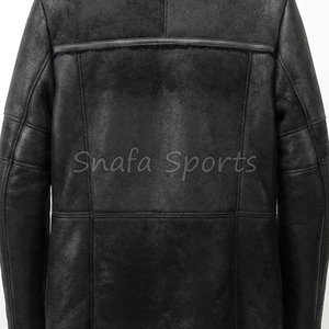 Vestes en cuir pour hommes, en cuir de mouton véritable vieilli, avec doublure en sherpa et fausse fourrure, design personnalisé - Product Image 5