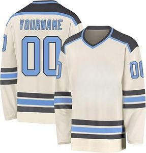 Maillot de hockey sur glace rose à col en V avec nom et numéro d'équipe sublimés, personnalisable pour adultes, unisexe, en maille respirante, manches longues - Product Image 6