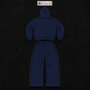 Ensemble de survêtement bleu marine à capuche pour homme, fermeture éclair intégrale, couleur unie, sweat-shirt et pantalon en coton, coupe classique, tenue décontractée d'automne, taille S - Product Image 6