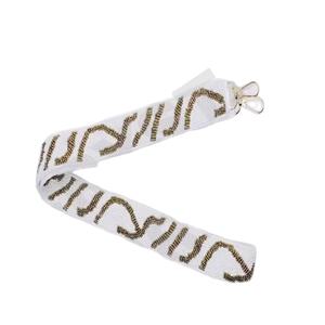 CRYSTAL CRAFT or blanc perle de rocaille Style indien couleur et taille personnalisées sangle de sac à main avec option de logo personnalisé - Product Image 1