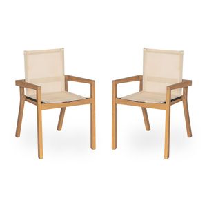 Juego de 2 Sillas de Comedor BELFAST con Estructura de Teca y Textil Beige, Elegante Par para el Hogar o la Oficina - Product Image 5