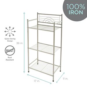 Scaffale angolare a 3 livelli per bagno in acciaio satinato nichelato, da posizionare o appendere - Product Image 2