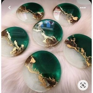 Oval and Round Resin Coasters for Dresser and Tabletop Decor <b>Beverage</b> <b>Serving</b> <b>Sets</b> - Product Image 4