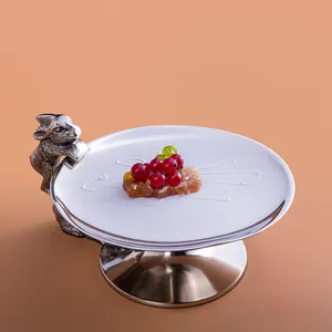 Decorative Handmade Metal Cake <b>Tray</b> for Luxury Party DecorationsStainless Steel Animal Shape Cake Platter ZE-3286B Non-Toxic - Product Image 3