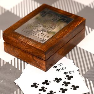 Jeux en bois pour adultes | Boîte à cartes en bois |   Organisateur de cartes en bois artisanal | Jeux en bois indiens B2B |   Boîte en bois pour cartes à jouer | - Product Image 1