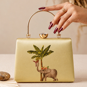Pochette élégante ornée de palmiers et d'éléphants majestueux pour femme – Idéale pour les soirées et les occasions festives - Product Image 2
