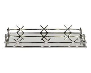 Plateau en métal poli brillant plaqué argent fait main, motif fournisseur indien, prix bas, pour service alimentaire et décoration intérieure - Product Image 2