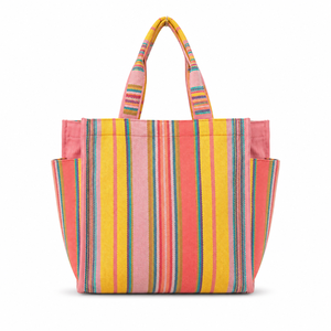 Bolsa de Mano de Tela de Nailon Reciclado con Diseño de Rayas Verdes, Bolsa de Compras Reutilizable para Viajes Diarios, Playa y Compras - Product Image 5