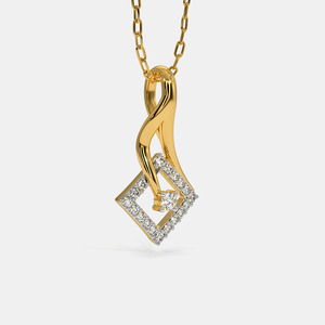 Collier pendentif géométrique floral en or jaune avec diamant de laboratoire - Product Image 3