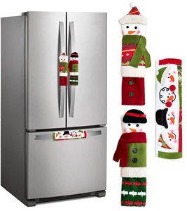 Housses de poignée de réfrigérateur Bonhomme de neige de Noël, décorations festives pour poignées d'appareils de cuisine, pour réfrigérateur, four à micro-ondes, décoration de fêtes - Product Image 1