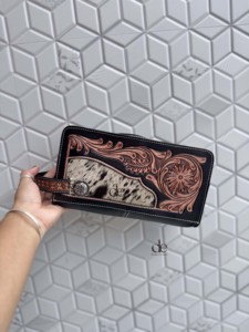 Bolso de maquillaje cosmético colgante con cremallera de gran capacidad para mujer, organizador de viaje de cuero de vaca a mano, superventas a la moda - Product Image 1
