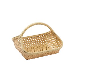 Classic Design <b>Bamboo</b> <b>Basket</b> Natural Woven Shallow Utility Container with Overhead Handle for Interior Design Projects - Product Image 1