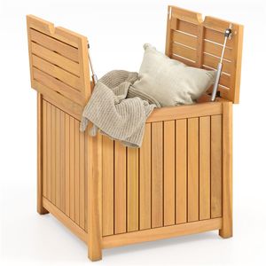 Tavolino da Esterno 2 in 1 in Legno Massello di Acacia con Foro per Ombrellone, Perfetto Tavolino Contenitore per Patio e Bordo Piscina - Product Image 2