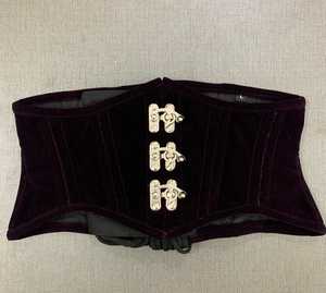 Women's Purple Velour Waist Cincher Firm Shaper Breathable Adults ODM Woven Corset Front Clasps Silver Deep Purple Customizable - Product Image 1