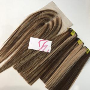 Blond foncé piano avec couleur brune, extensions de cheveux humains vietnamiens en dentelle transparente, os droit - Product Image 1