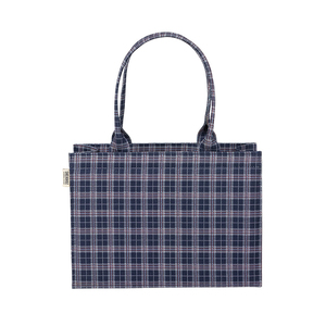 New Arrive Best Blue Color Check Design Canvas Tote <b>Bag</b> Custom Carry Long Handle Shopping Tote Cotton <b>Bag</b> Printed Design <b>Bags</b> - Product Image 1