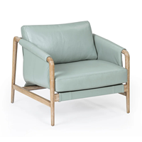 Fauteuil en cuir moderne avec pieds en bois, dossier solide, style scandinave, chaise de salon, meubles de maison