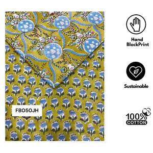 Tela Textil Decorativa Moderna para el Hogar, Estampada a Mano con Bloques, 100% Algodón Puro Tejido, Estampado Floral Tradicional, Lavable - Product Image 3