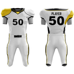 Conjunto de Uniforme de Fútbol Americano para Hombre, Blanco, Amarillo y Negro, Número 50, Transpirable, de Poliéster, Pantalones de Uniforme de Fútbol Americano para Adultos - Product Image 4