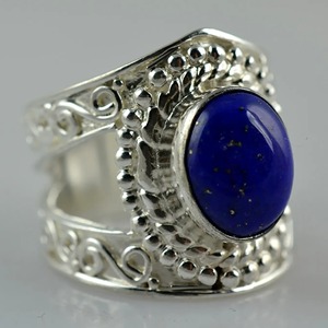 <b>Lapis</b> <b>Lazuli</b> <b>Ring</b> 925 Sterling Silver Handmade Boho Statement Promise Jewelry for Women Natural Oval Shape Gemstone Jewelry - Product Image 2