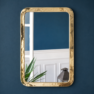 Luxury <b>Gold</b> <b>Rectangular</b> Wall <b>Mirror</b> Hammered Metal Frame Decorative Bathroom Living Room Bedroom Home Decor Accent <b>Mirror</b> - Product Image 1