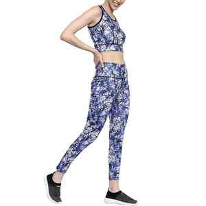 Vente flash - Ensemble de yoga pour femmes de haute qualité, personnalisable, 2 pièces, en spandex/polyester, haut court et short en dentelle élastique, grandes tailles - Product Image 4