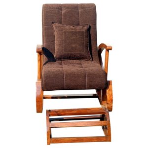 Sheesham Handcrafted Wooden Rocking Chair Cushioned | Wooden armrest Chair with <b>Cushion</b> Seat & <b>Back</b> Support for Living Room - Product Image 3