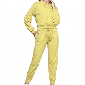 Conjunto Deportivo Unisex de Forro Polar con Capucha, Color Sólido, Manga Larga, Cintura Elástica, Estilo Casual de Primavera, Corte Holgado, Poliéster/Algodón - Product Image 5