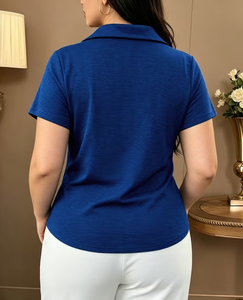 Women's Jersey Polyester/Cotton 160g Quick Dry Breathable Knitted Casual Short Sleeve Solid Digital Printed Shirt Front Custom - Product Image 3